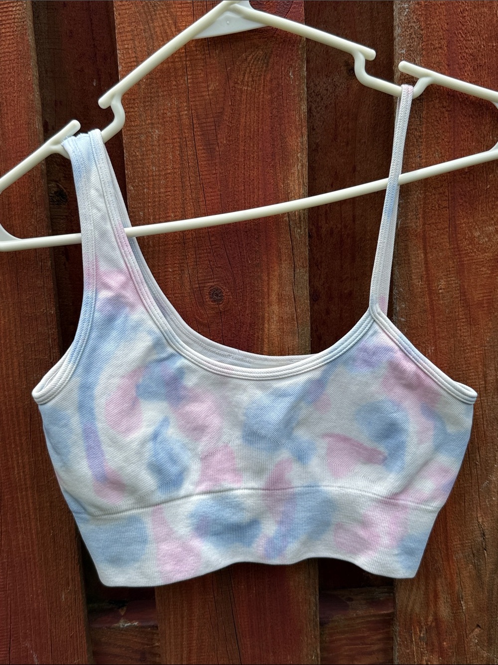 Bo+Tee Pastel Cotton Candy Tie-Dye Ribbed Sports Bra Size S